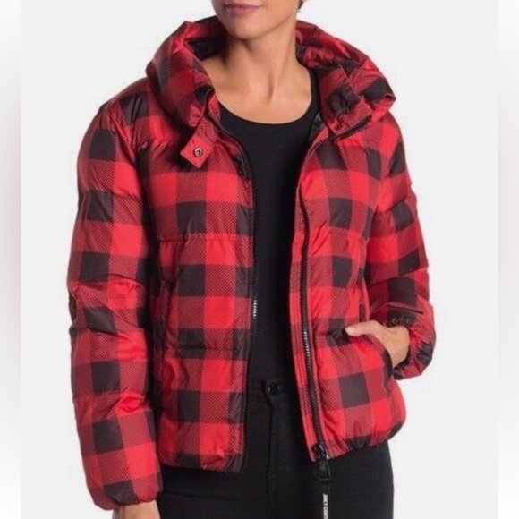 Juicy Couture Black Label Red/Black Plaid Puffer Jacket XL - Picture 3 of 13